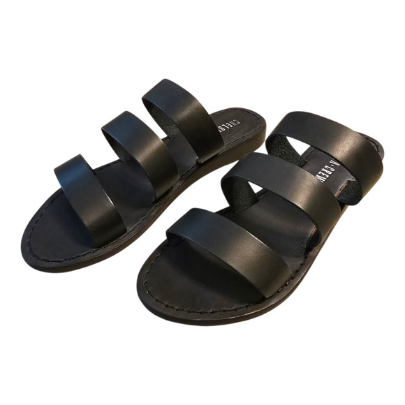 Chelsea Crew Trigg Leather Slide Sandal Womens Size 6 Black Vacation Beach NIB - Picture 3 of 11
